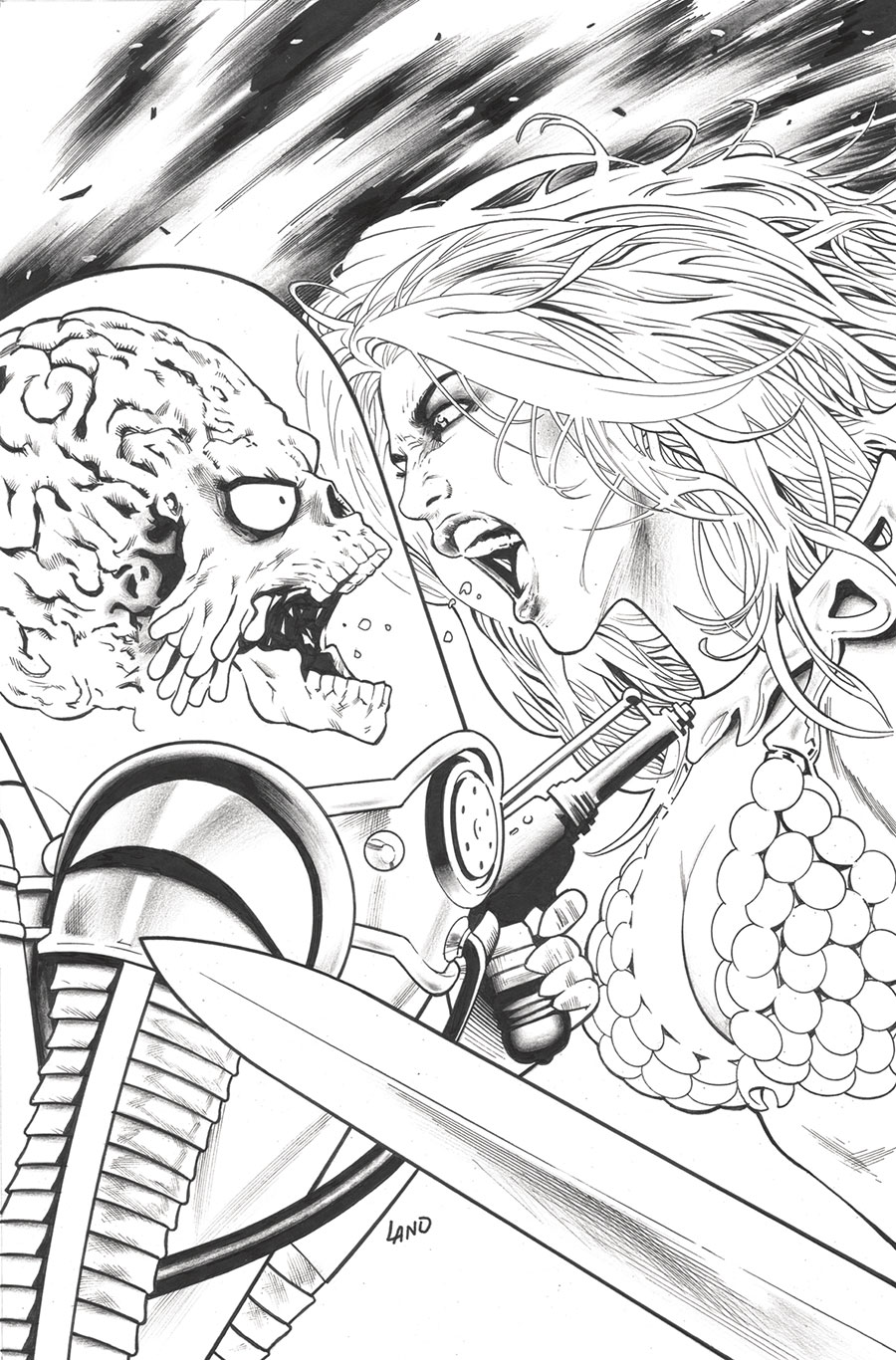 Red Sonja Attacks Mars #4 Cover F Incentive Greg Land Line Art Virgin Cover