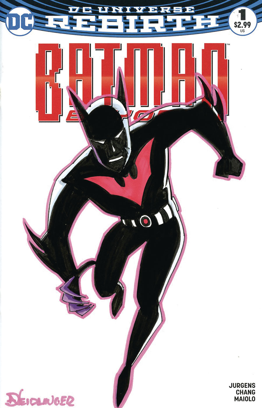 Batman Beyond Vol 6 #1 Cover G DF Blank Variant Commissioned Cover Art Signed & Remarked By Dan Neidlinger With A Batman Beyond Hand-Drawn Sketch