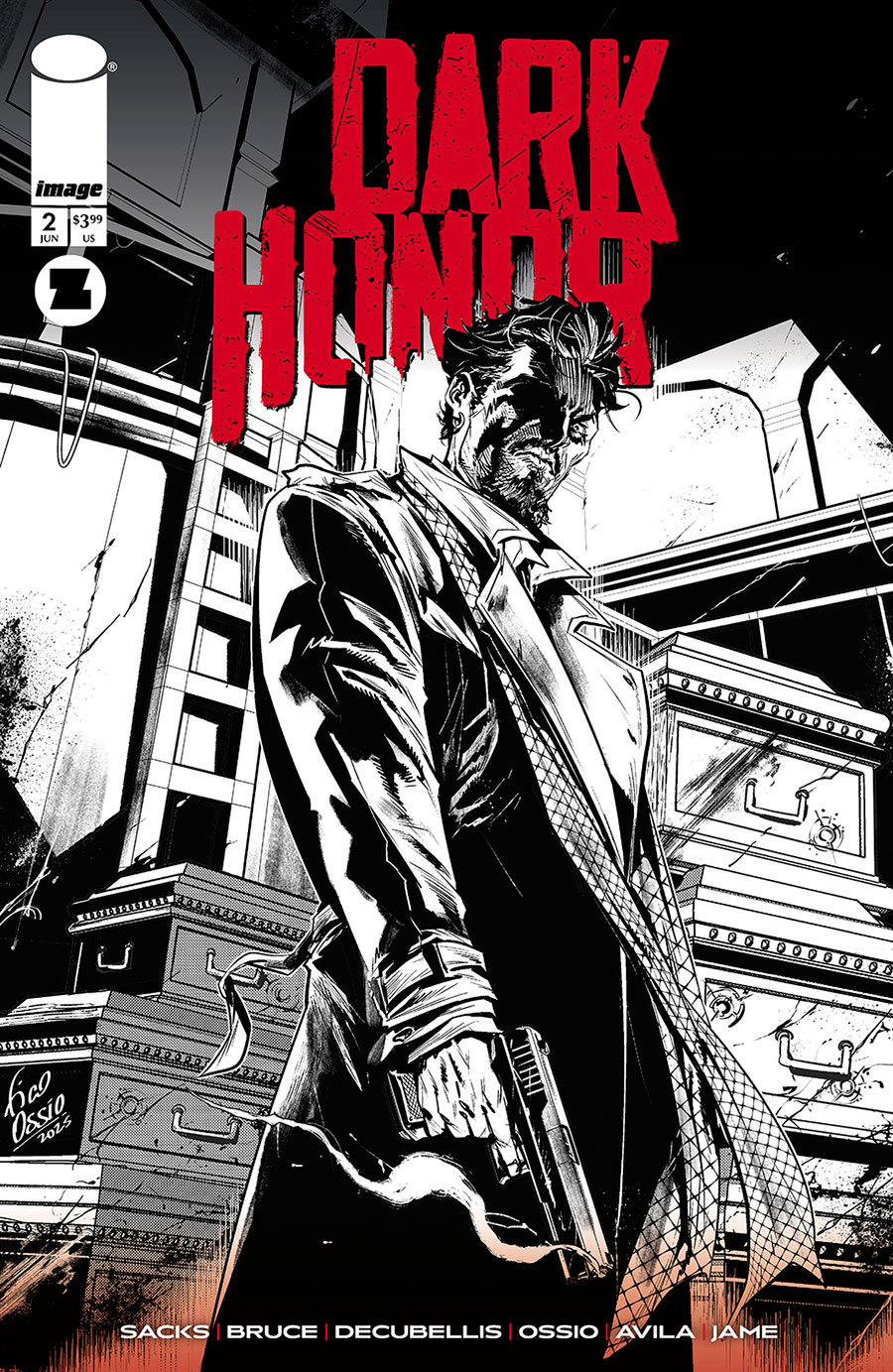 Dark Honor #2 Cover B Incentive Fico Ossio Black & White Cover