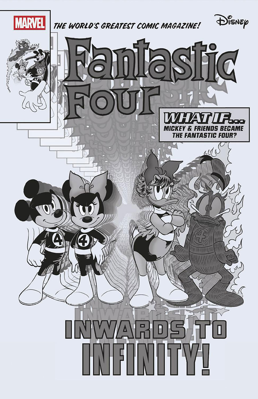 Fantastic Four Vol 7 #33 Cover H Incentive Giulia Lomurno Disney What If Fantastic Four Homage Black & White Cover (One World Under Doom Tie-In)