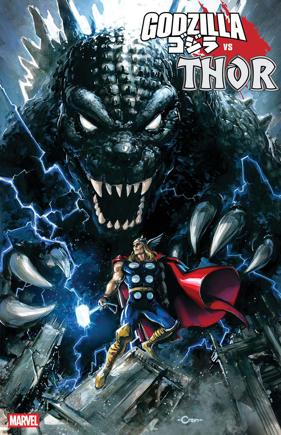 Godzilla vs Thor #1 (One Shot) Cover I Incentive Clayton Crain Variant Cover