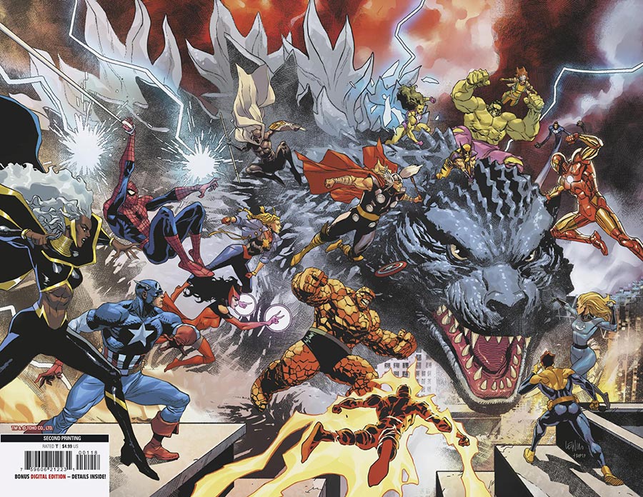 Godzilla vs Fantastic Four #1 (One Shot) Cover L 2nd Ptg Incentive Leinil Francis Yu Wraparound Virgin Variant Cover