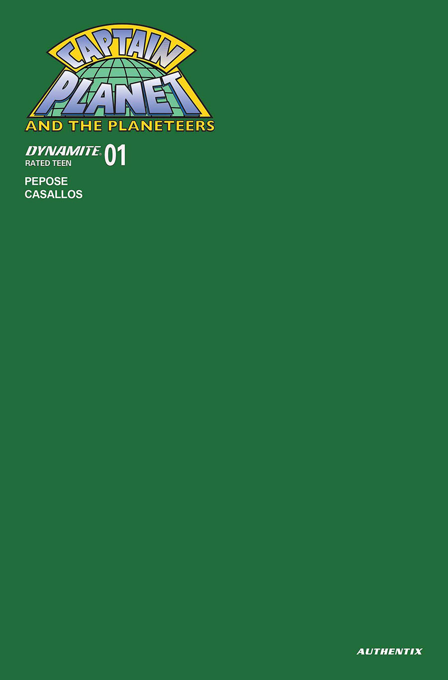 Captain Planet And The Planeteers Vol 2 #1 Cover U Variant Green Blank Authentix Cover