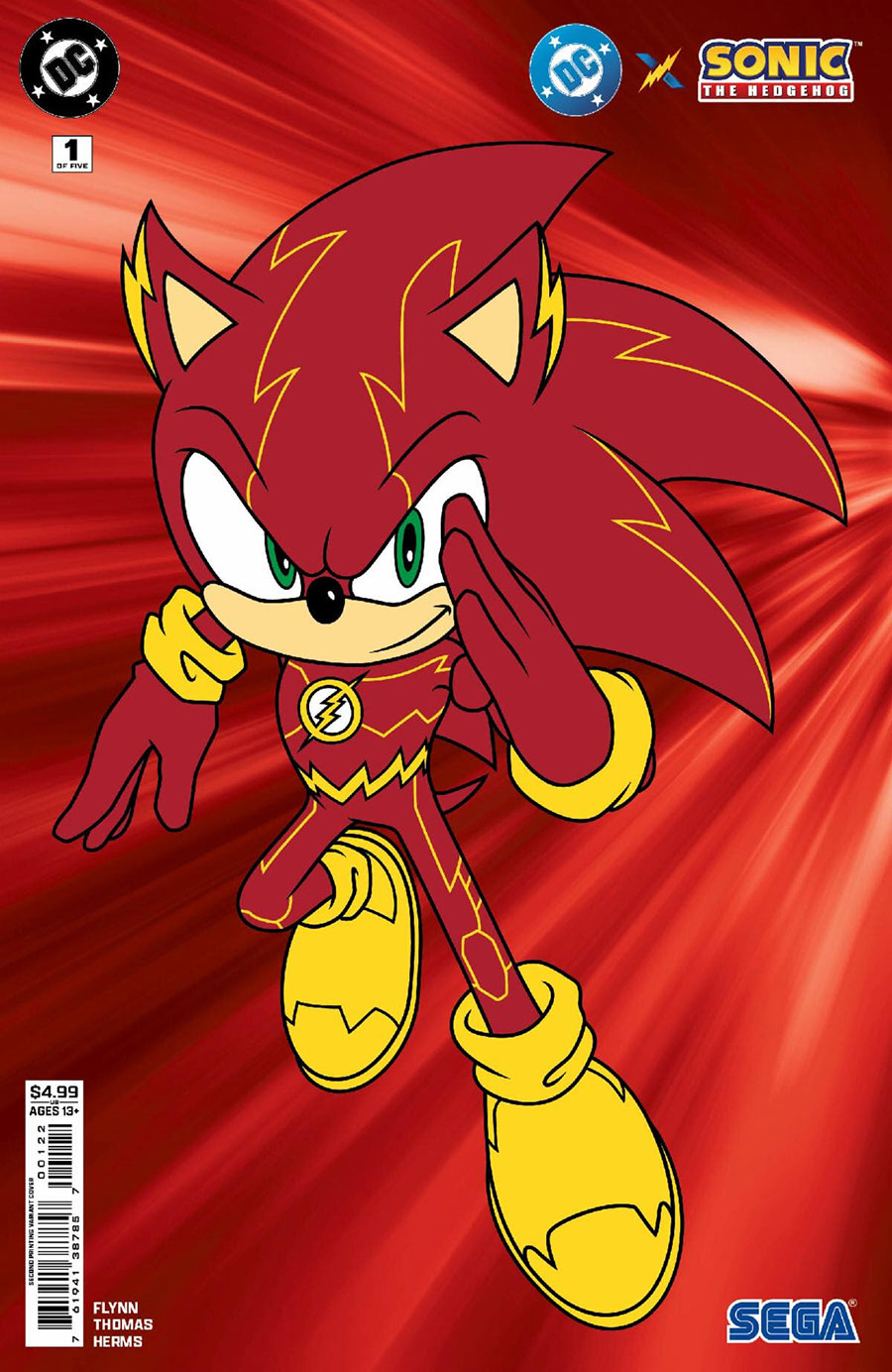 DC x Sonic The Hedgehog #1 Cover F 2nd Ptg B Flash Card Stock Variant Cover