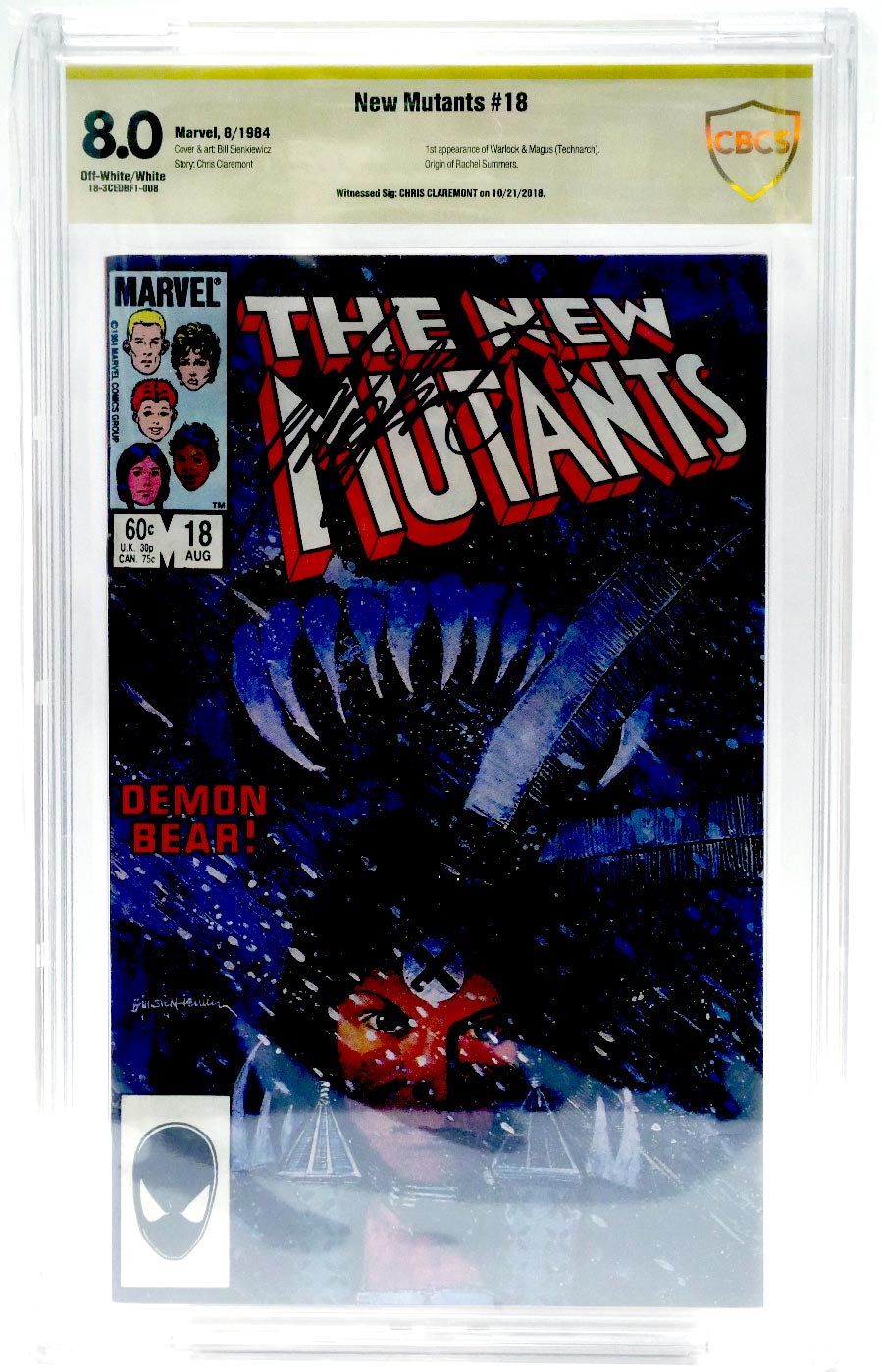 New Mutants #18 Cover B Signed by Chris Claremont CBCS 8.0