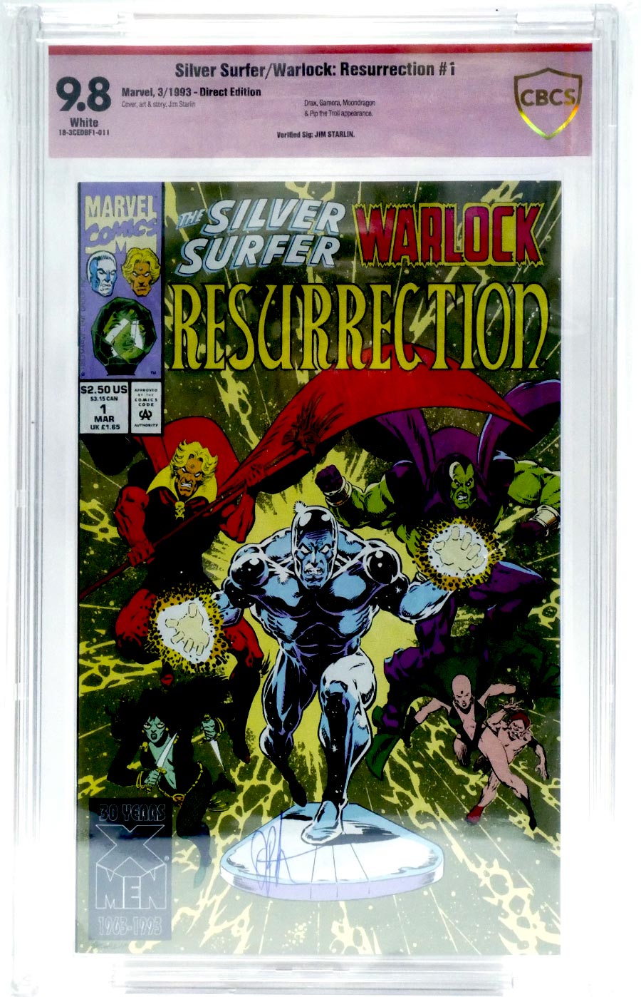 Silver Surfer Warlock Resurrection #1 Cover B CBCS 9.8 Verified Signature by Jim Starlin