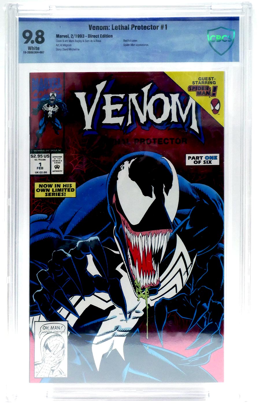 Venom Lethal Protector (1993) #1 Cover F Red Foil Variant Cover CBCS 9.8