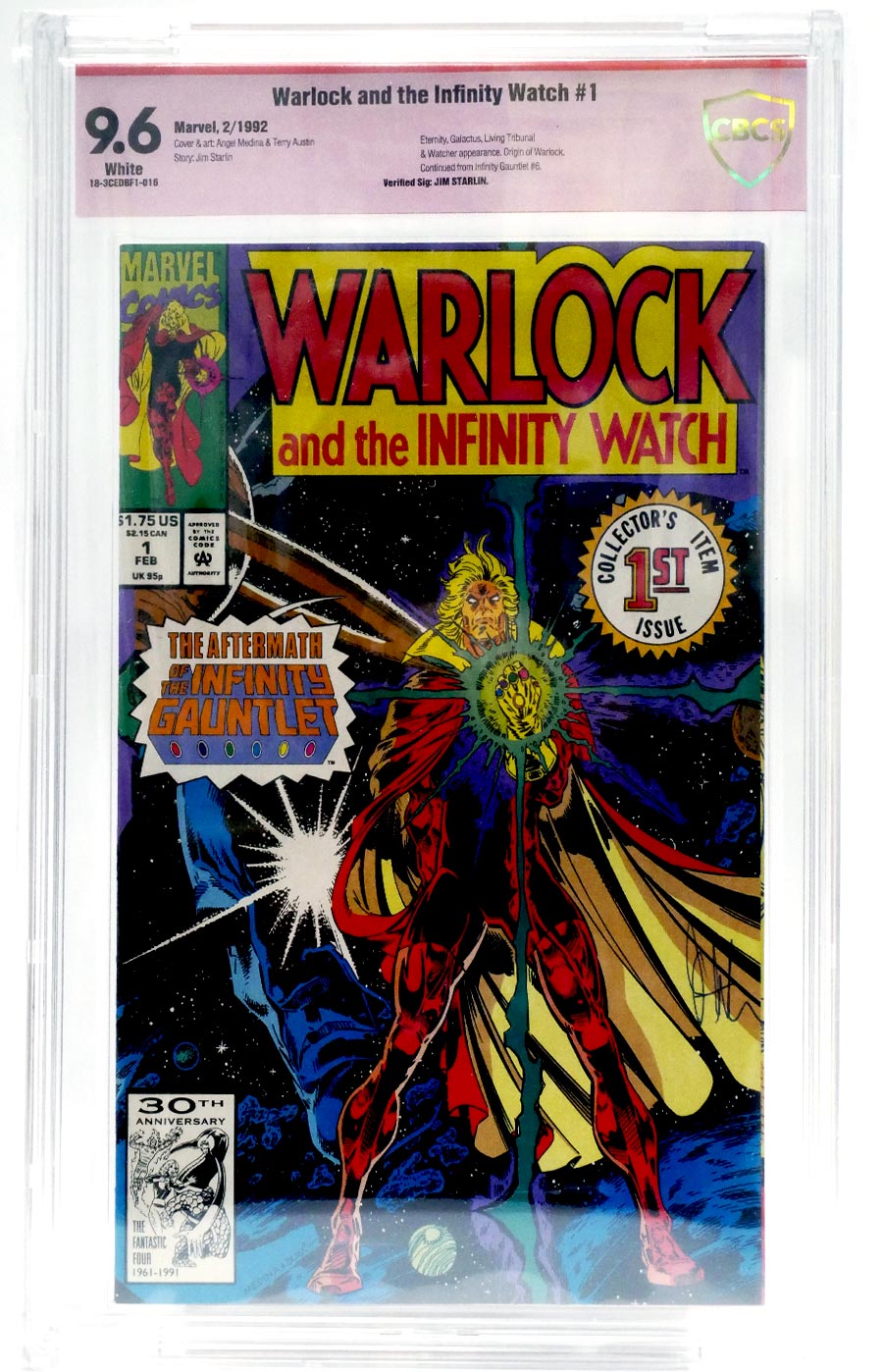Warlock And The Infinity Watch #1 Cover B CBCS 9.6 Verified Signature by Jim Starlin