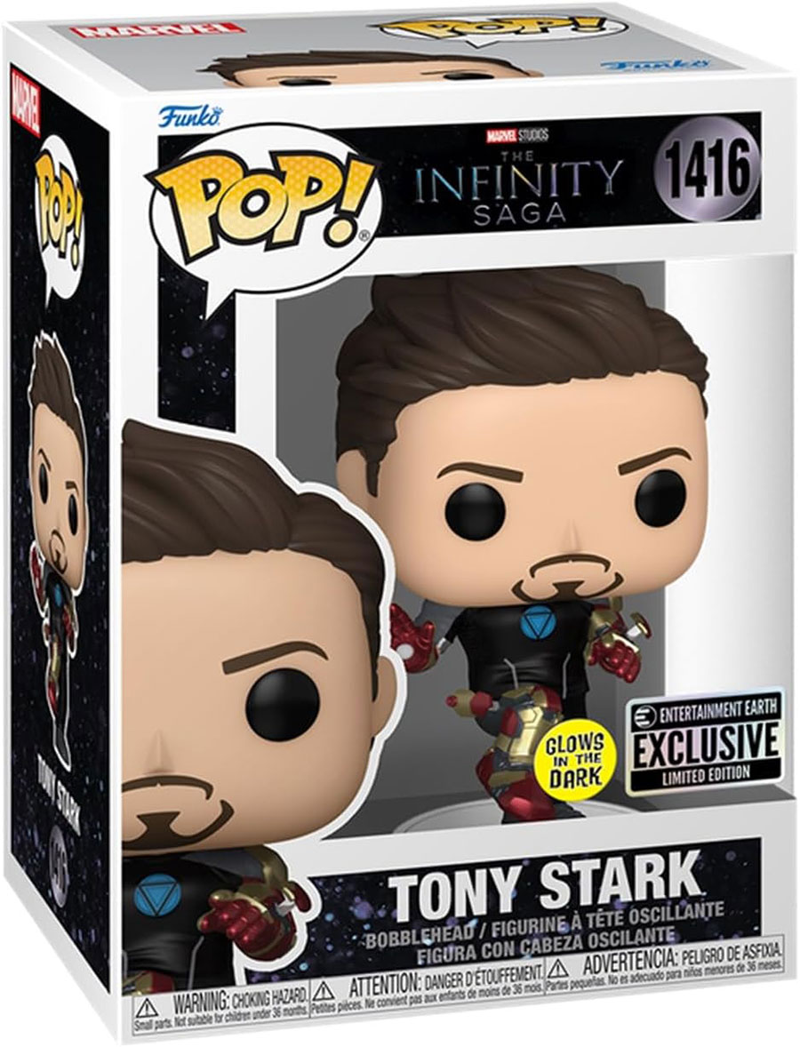 POP Marvel Iron Man 3 Tony Stark Suit-Up Glow-In-The-Dark Entertainment Earth Exclusive Vinyl Bobble Head