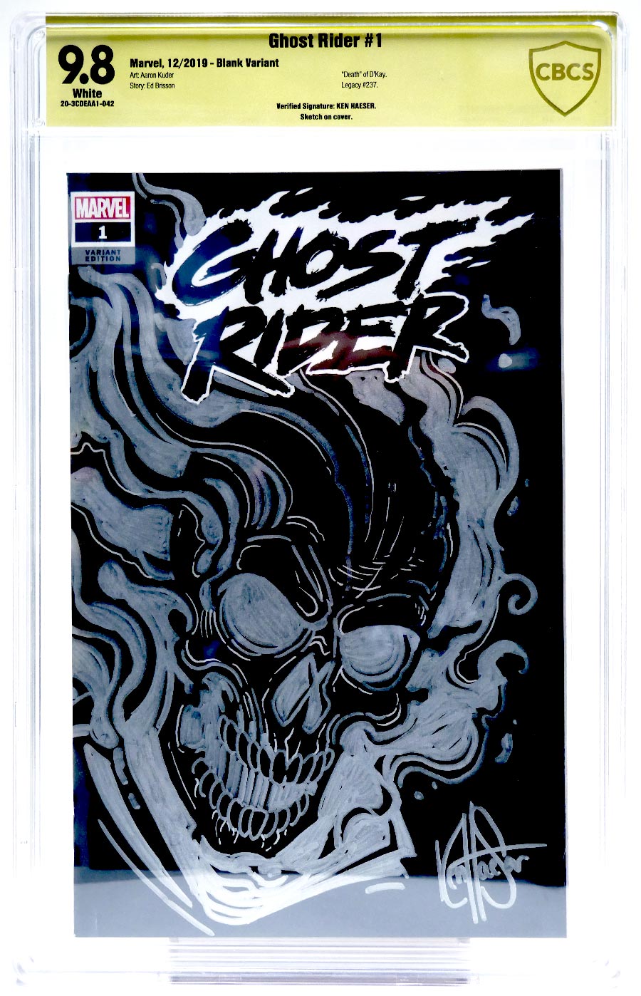 Ghost Rider Vol 8 #1 Cover L CBCS 9.8 Verified Signed And Remarked By Ken Haeser