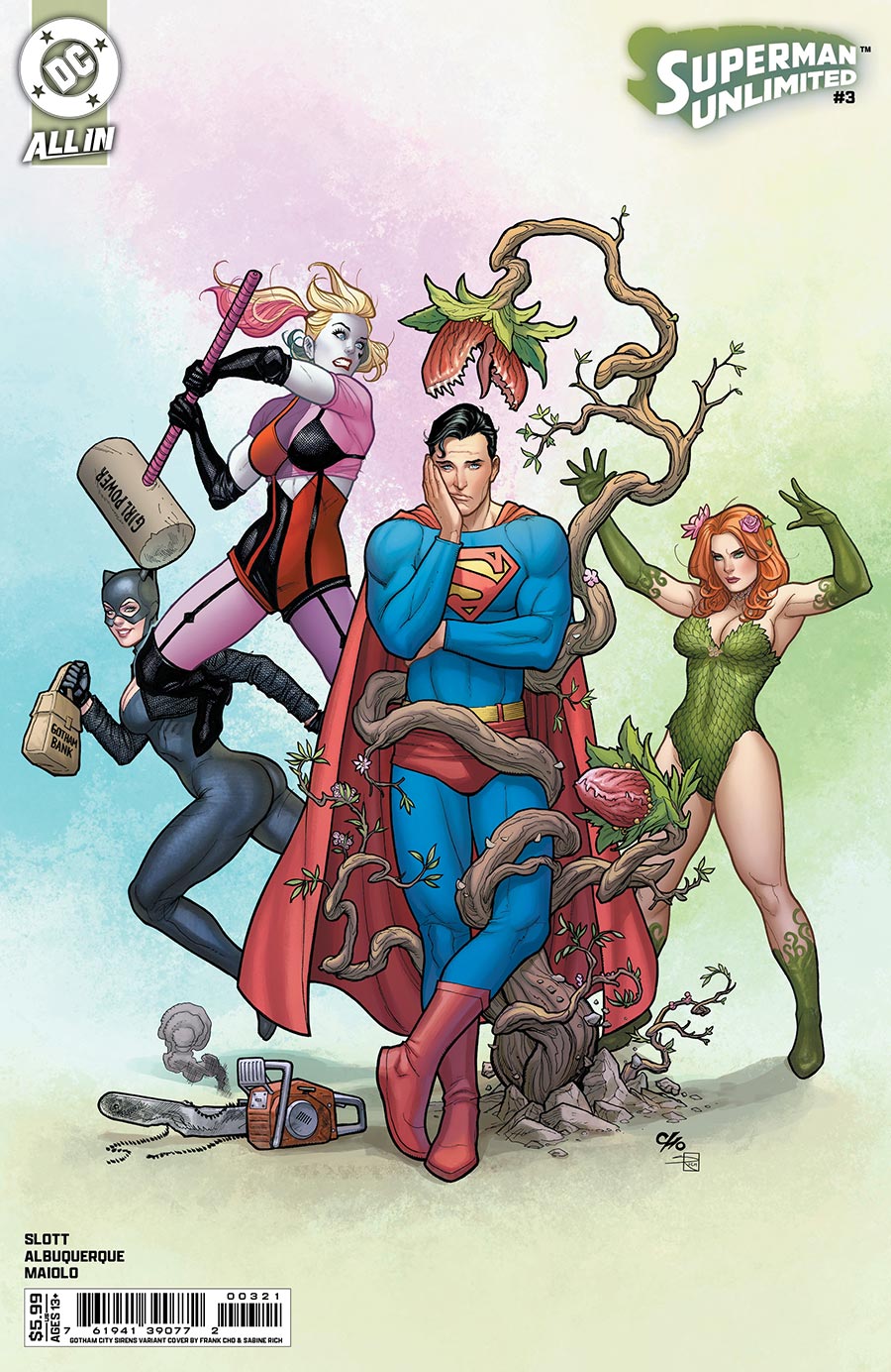 Superman Unlimited #3 Cover E Variant Frank Cho Gotham City Sirens Card Stock Cover (DC All In)