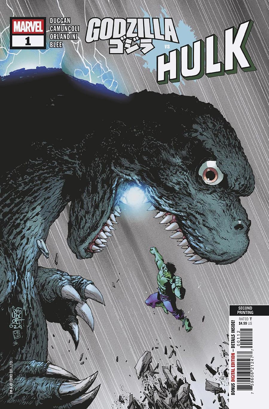 Godzilla vs Hulk #1 (One Shot) Cover L 2nd Ptg Giuseppe Camuncoli Variant Cover