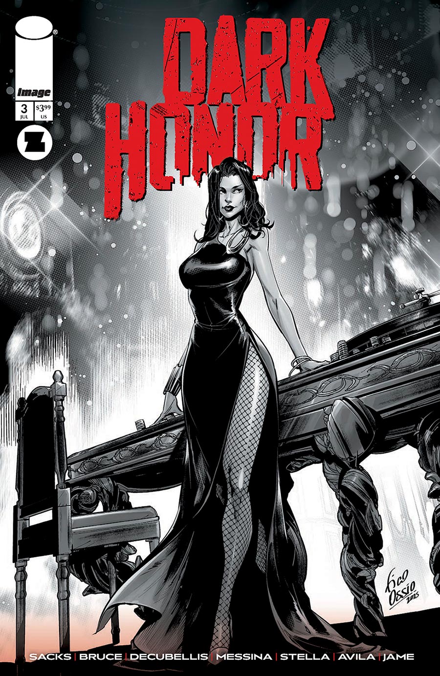 Dark Honor #3 Cover B Incentive Fico Ossio Black & White Cover