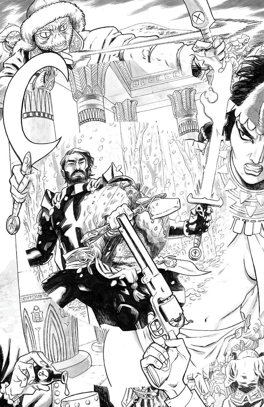Sixth Gun Battle For The Six #1 Cover F Incentive Brian Hurtt Black & White Cover