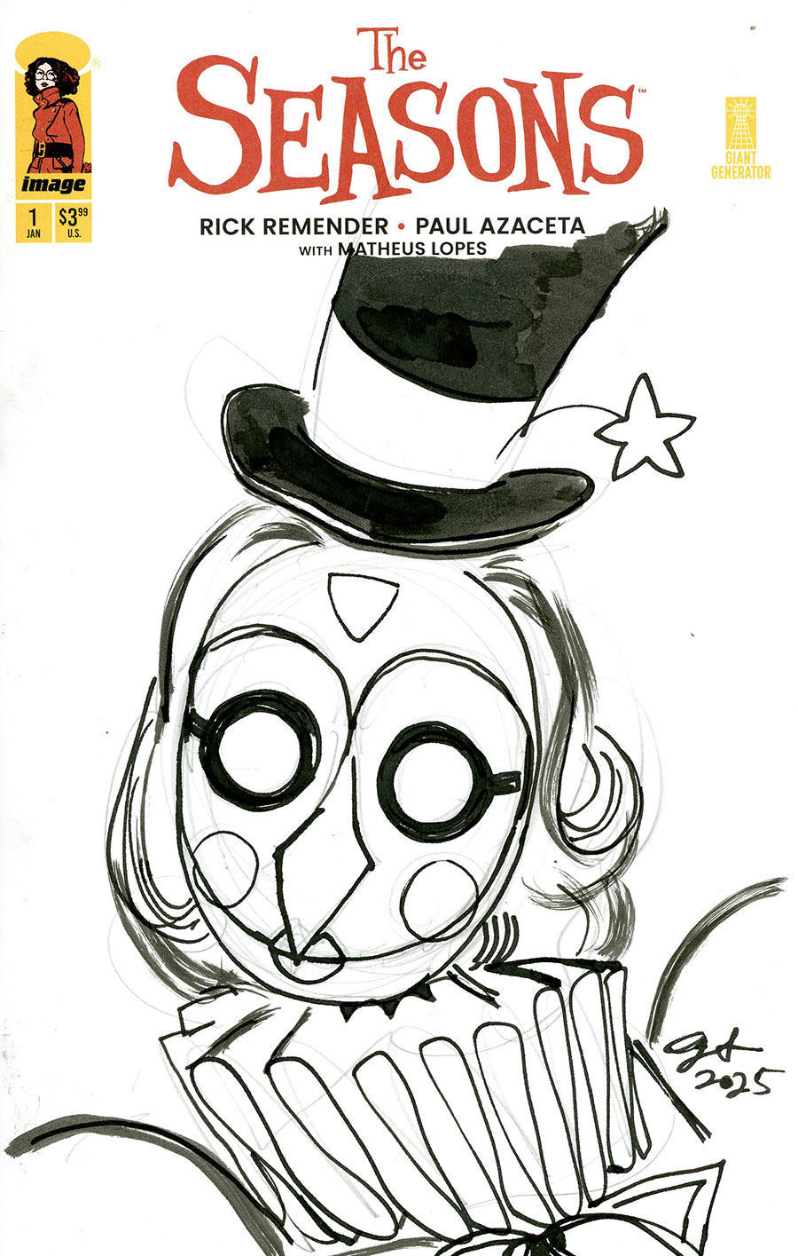 Seasons #1 Cover E-D Incentive Paul Azaceta Remarque Hand-Drawn Black & White Sketch Variant Cover