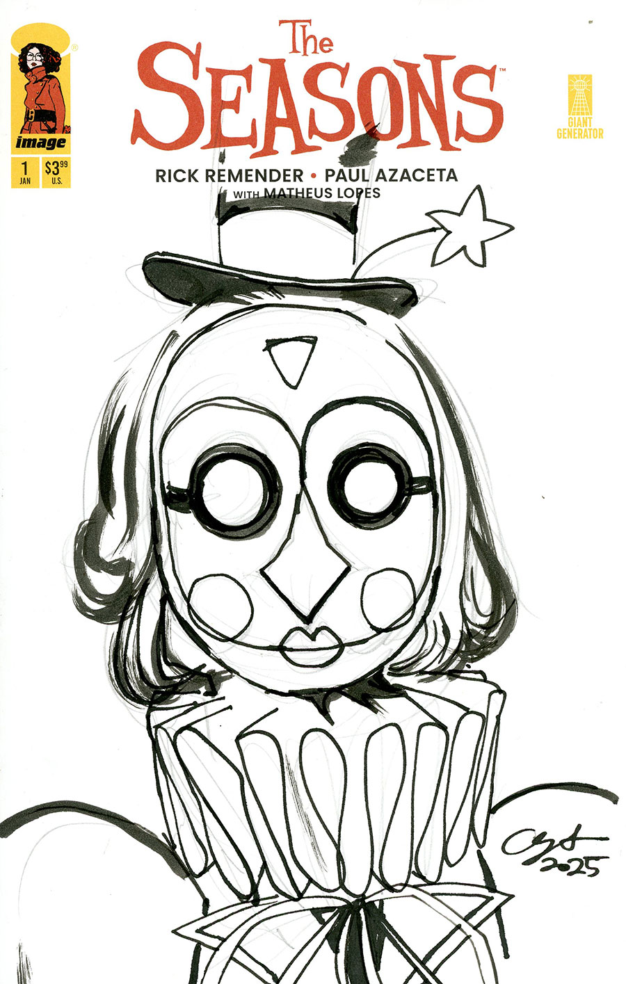 Seasons #1 Cover E-E Incentive Paul Azaceta Remarque Hand-Drawn Black & White Sketch Variant Cover