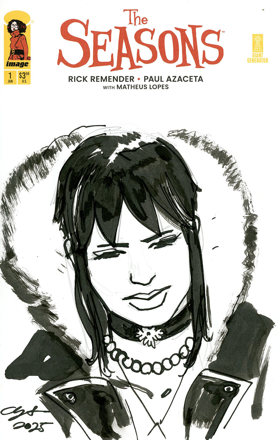 Seasons #1 Cover E-F Incentive Paul Azaceta Remarque Hand-Drawn Black & White Sketch Variant Cover