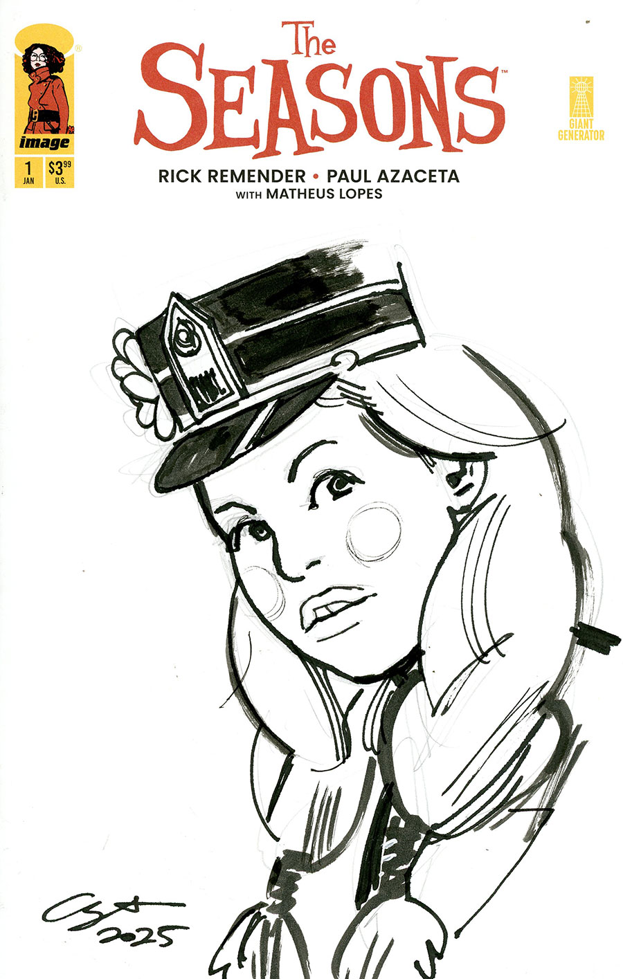 Seasons #1 Cover E-G Incentive Paul Azaceta Remarque Hand-Drawn Black & White Sketch Variant Cover
