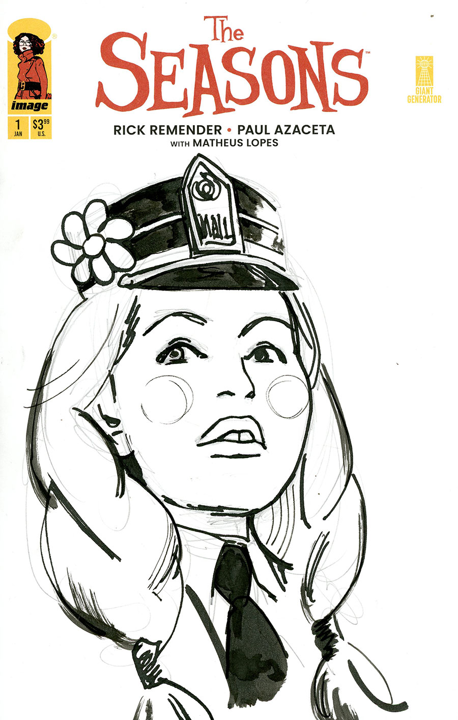 Seasons #1 Cover E-H Incentive Paul Azaceta Remarque Hand-Drawn Black & White Sketch Variant Cover