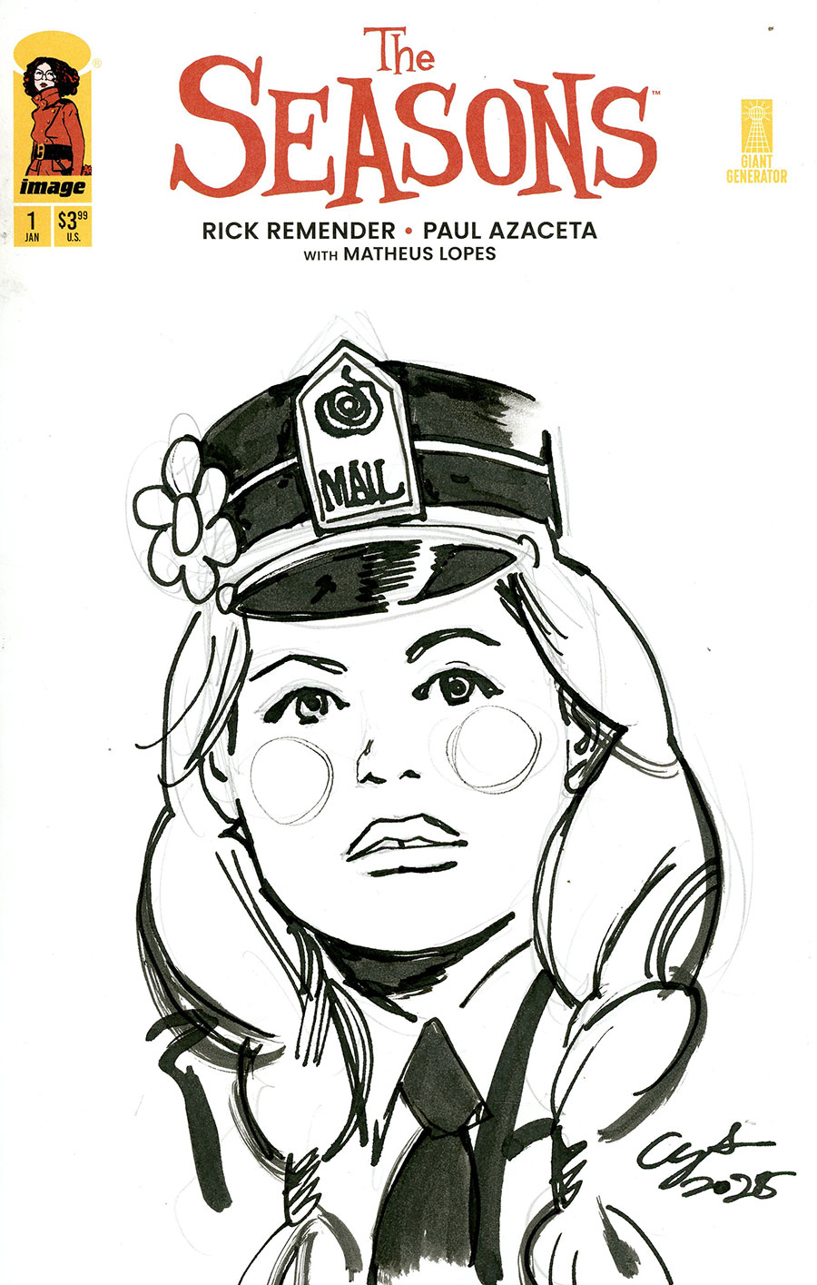 Seasons #1 Cover E-I Incentive Paul Azaceta Remarque Hand-Drawn Black & White Sketch Variant Cover