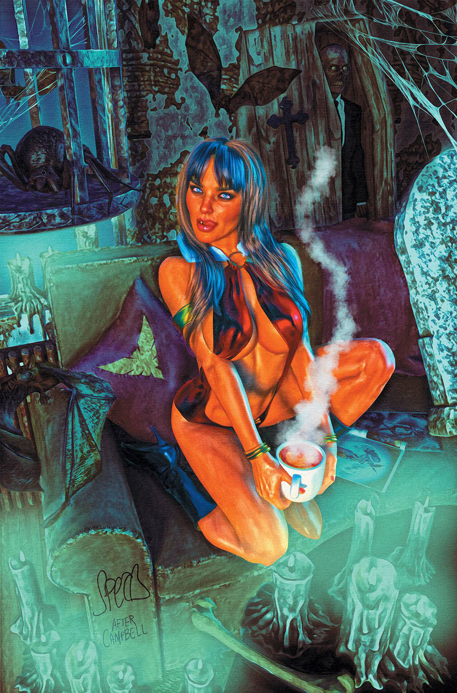 Vampirella Vol 9 #2 Cover Z-F Incentive Mark Spears Blue Background Virgin Cover