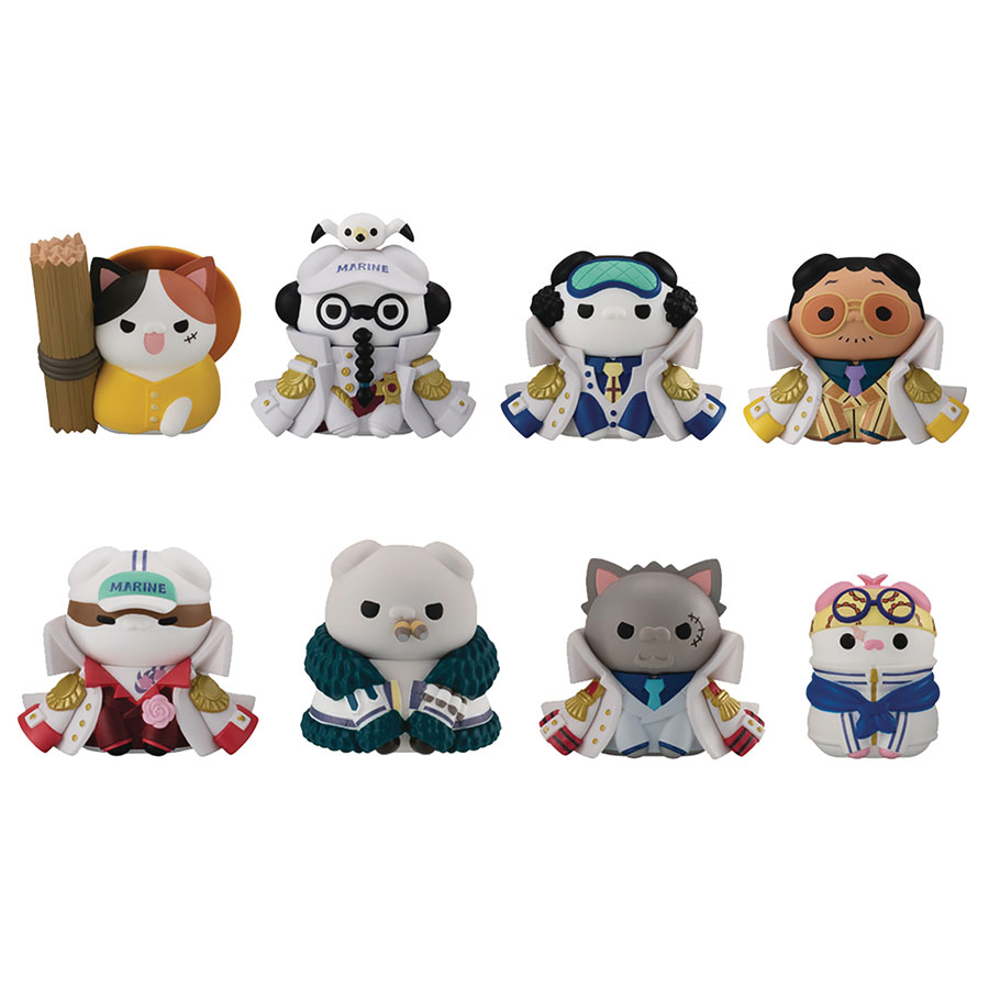 One Piece Nyan Piece Luffy vs The Marines Mega Cat Figure Blind Mystery Box 8-Piece Display