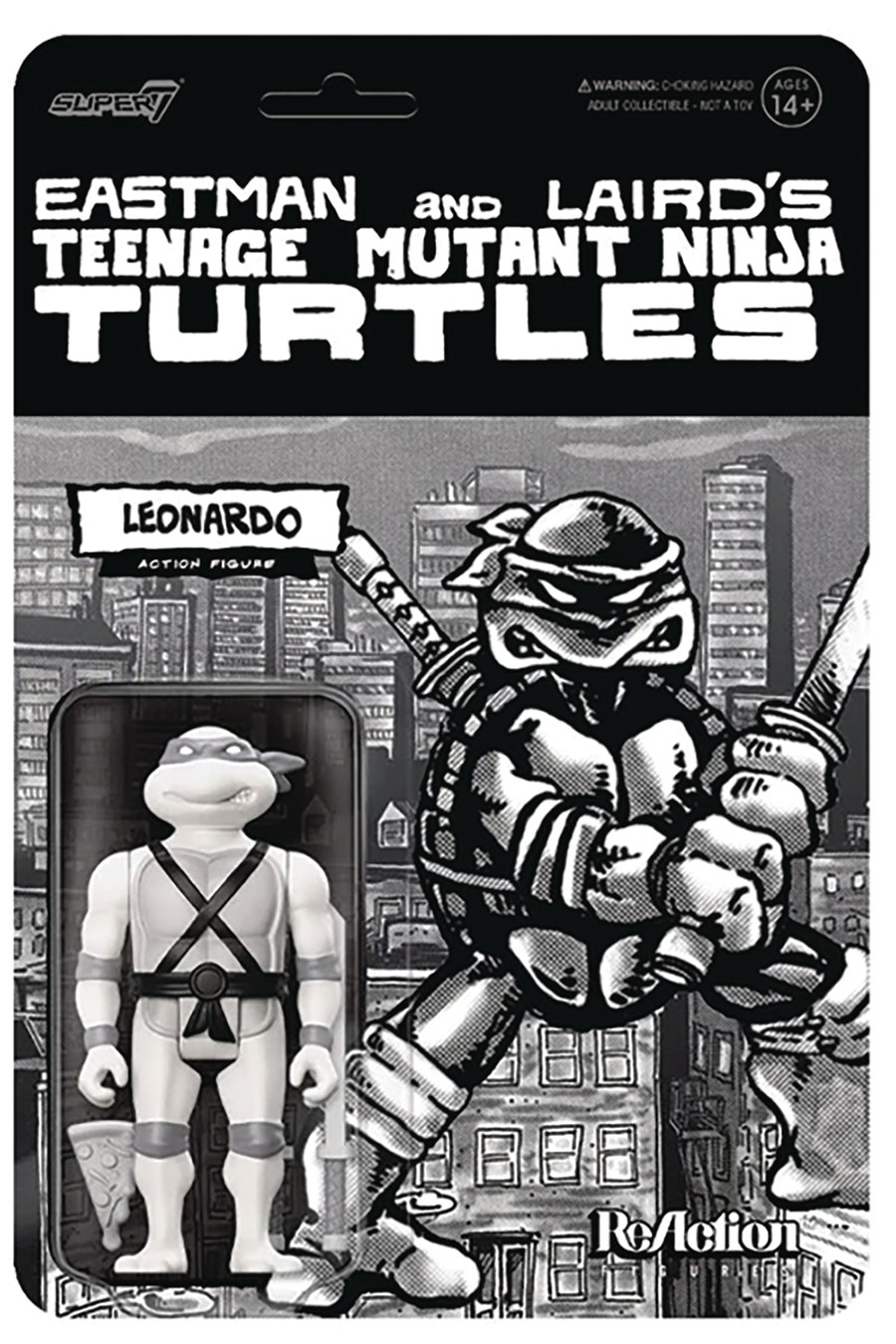 Teenage Mutant Ninja Turtles ReAction Figure Wave 9 - Leonardo Comic Greyscale