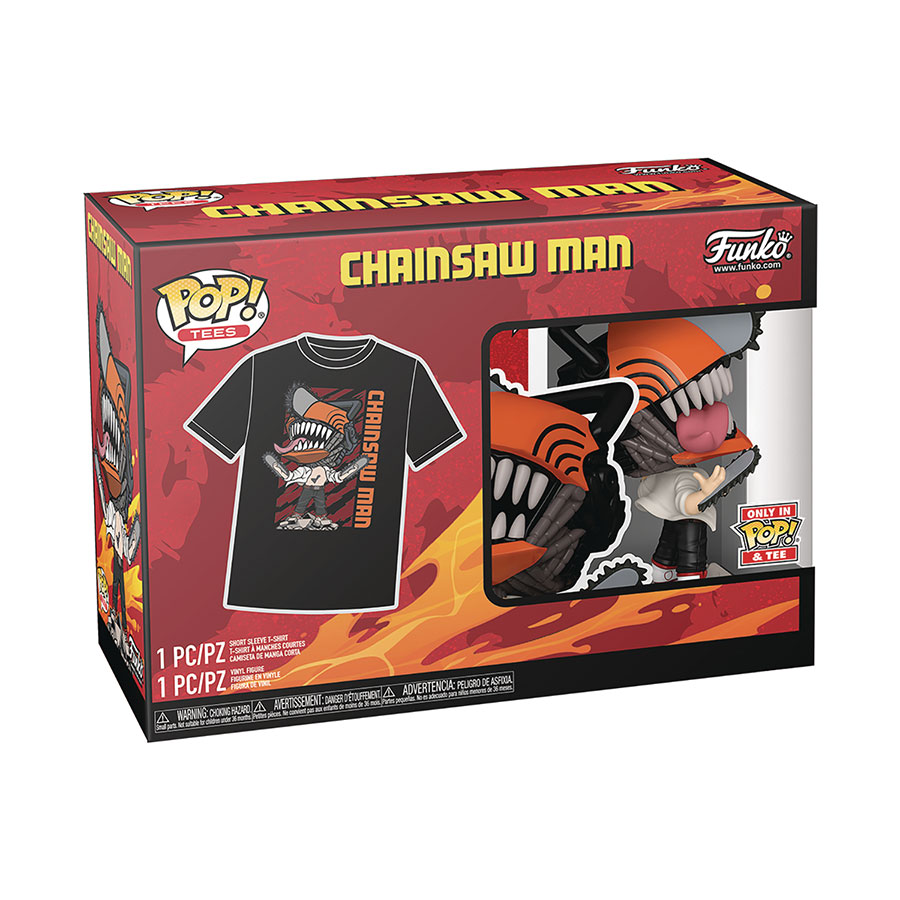 POP&Tee Chainsaw Man Chainsaw Man Leaping Black T-Shirt X-Small