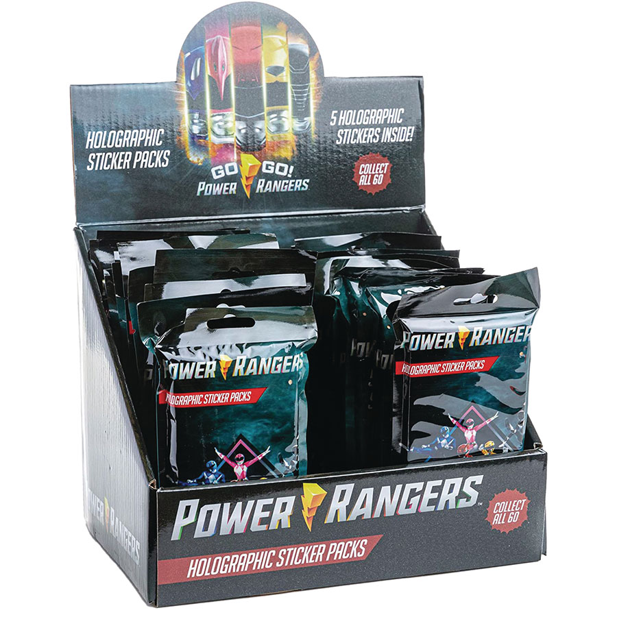 Power Rangers Holographic Sticker Pack Blind Mystery Box 24-Piece Display
