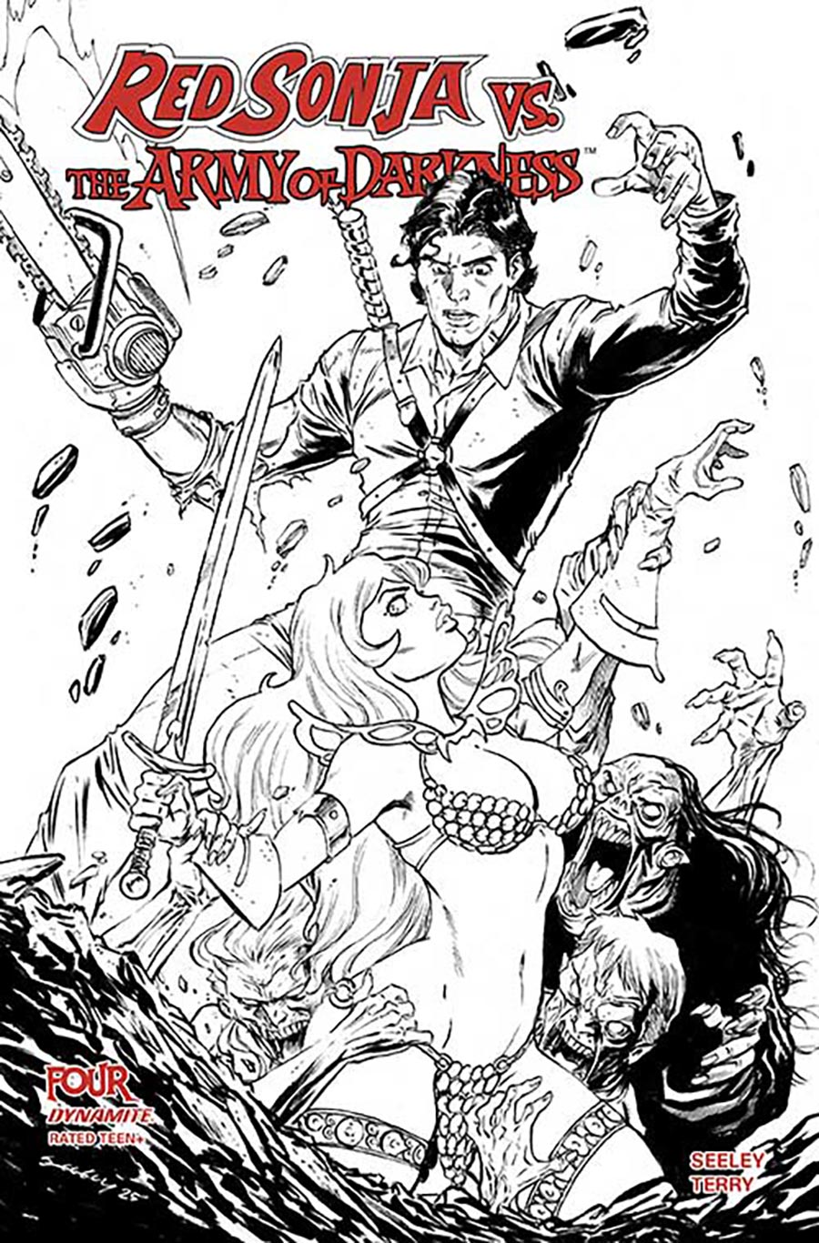 Red Sonja vs The Army Of Darkness #4 Cover G Incentive Tim Seeley Line Art Cover