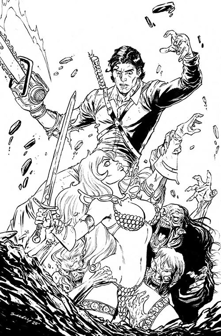 Red Sonja vs The Army Of Darkness #4 Cover I Incentive Tim Seeley Line Art Virgin Cover