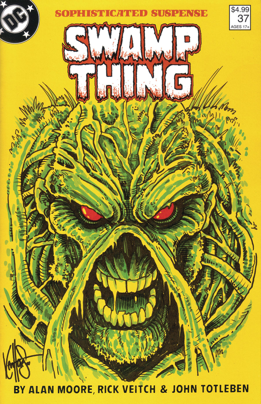 Saga Of The Swamp Thing #37 Facsimile Edition Cover F DF Blank Variant Cover Signed & Remarked By Ken Haeser With A Swamp Thing Hand-Drawn Sketch