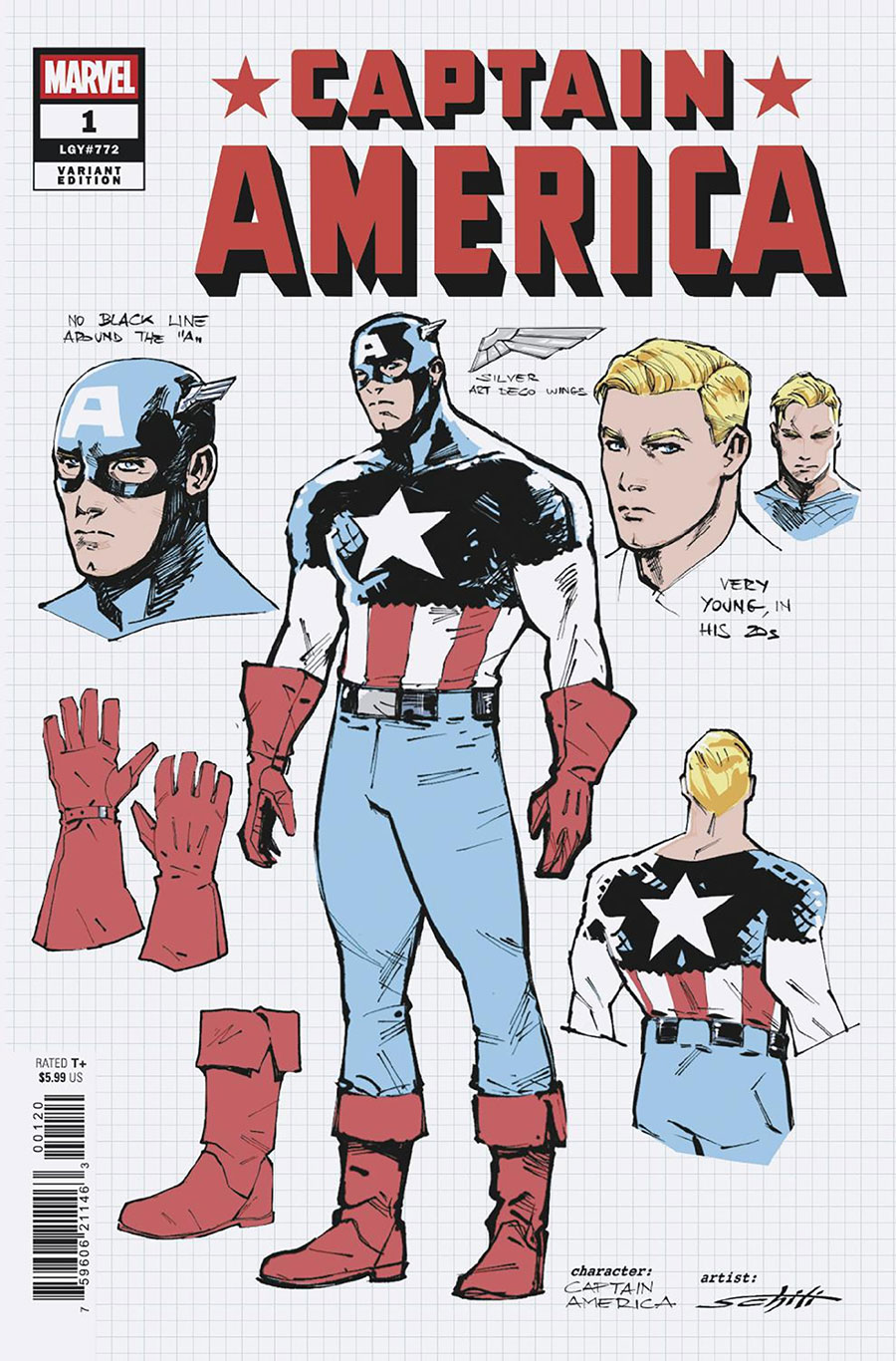 Captain America Vol 11 #1 Cover I Incentive Valerio Schiti Design Variant Cover