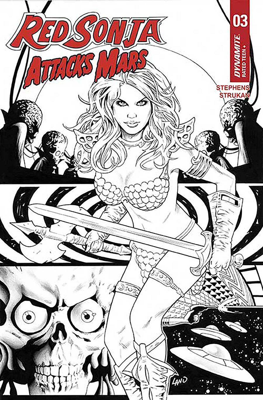 Red Sonja Attacks Mars #3 Cover J Incentive Greg Land Line Art Cover