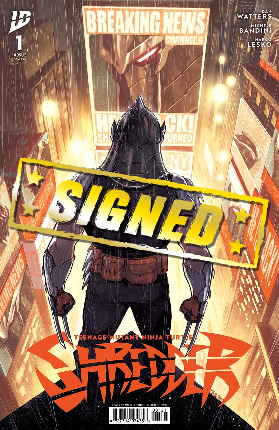 Teenage Mutant Ninja Turtles Shredder #1 Cover J Variant Michele Bandini Cover Signed By Dan Watters
