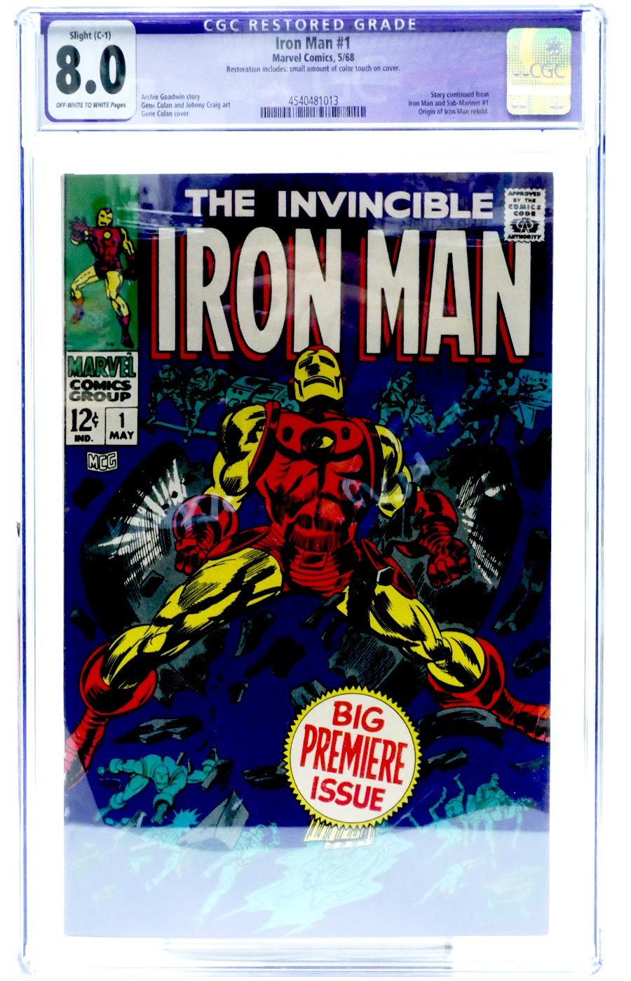 Iron Man #1 Cover G CGC Restored 8.0