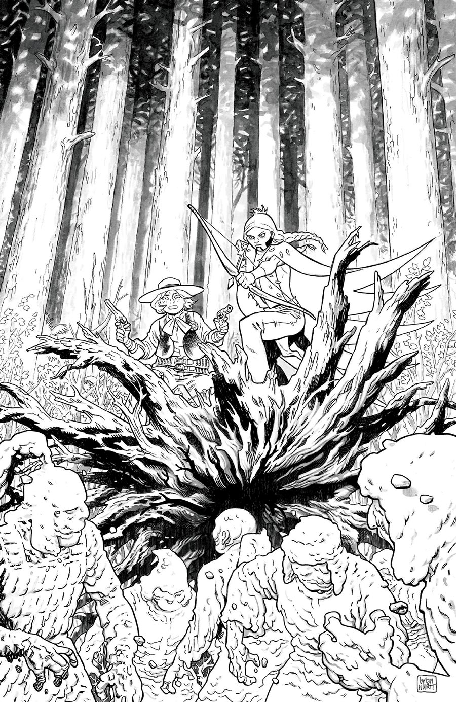 Sixth Gun Battle For The Six #2 Cover D Incentive Brian Hurtt Black & White Cover