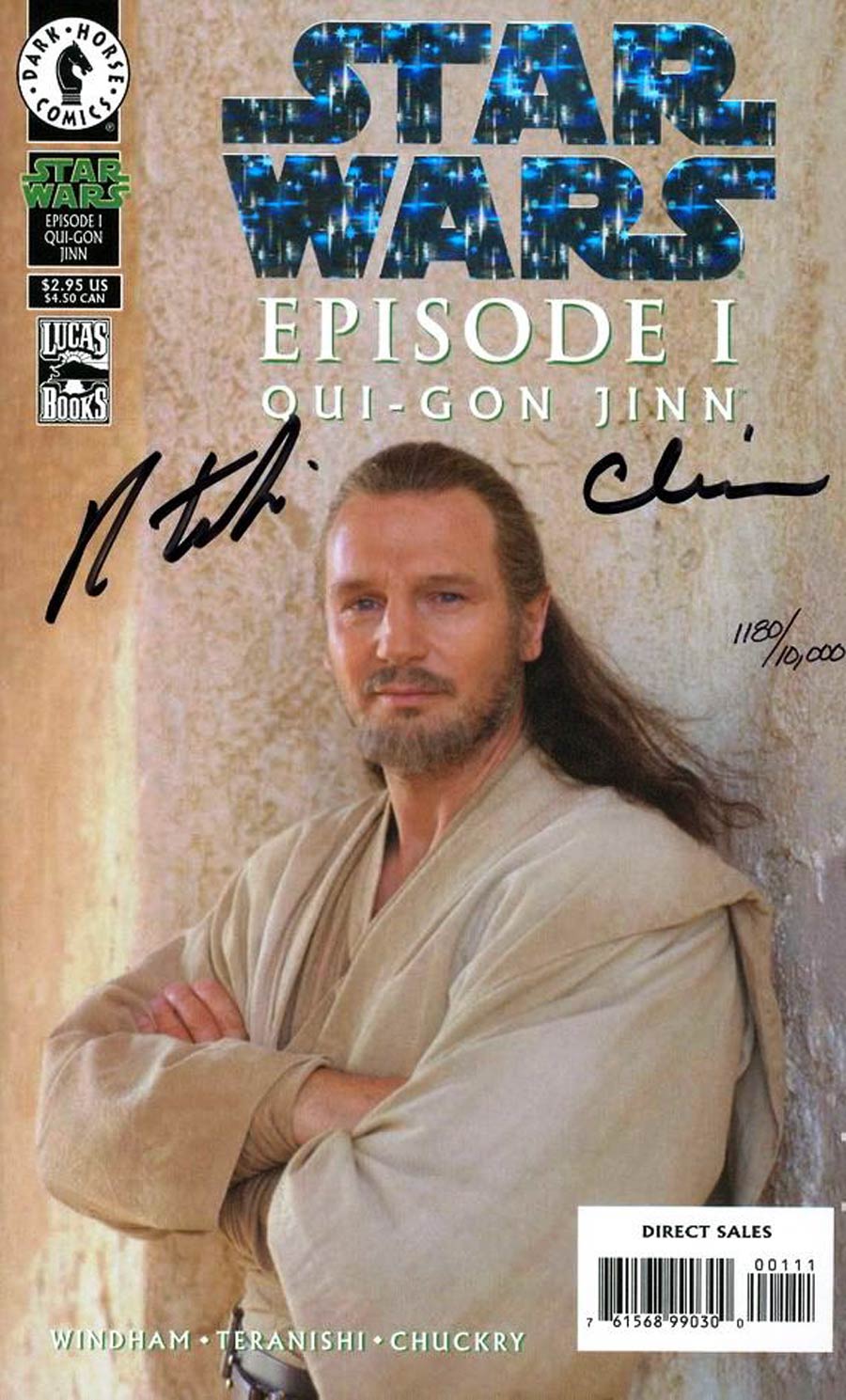 Star Wars Episode I The Phantom Menace Qui-Gon Jinn Cover F DF Signed by Robert Teranishi and Chris Chuckry (w/o CoA)