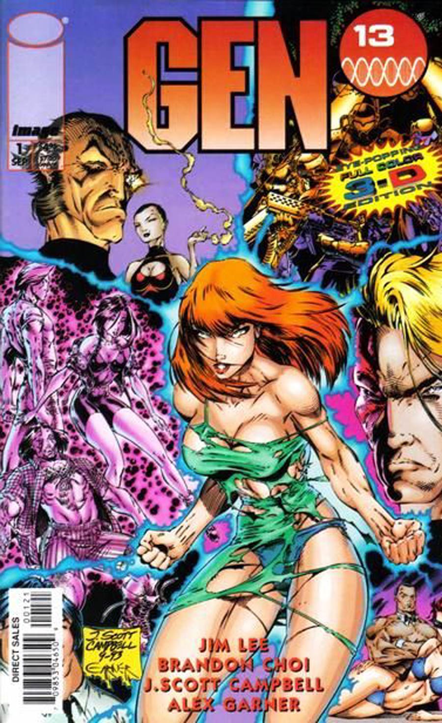 Gen 13 #1 Cover P 3-D Edition Signed by J. Scott Campbell and Brandon Choi (w/ glasses and CoA)