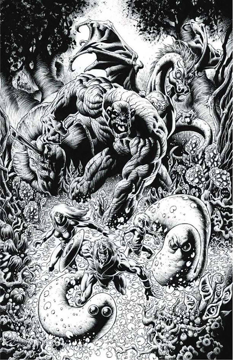Herculoids #5 Cover J Incentive Kyle Hotz Line Art Virgin Cover
