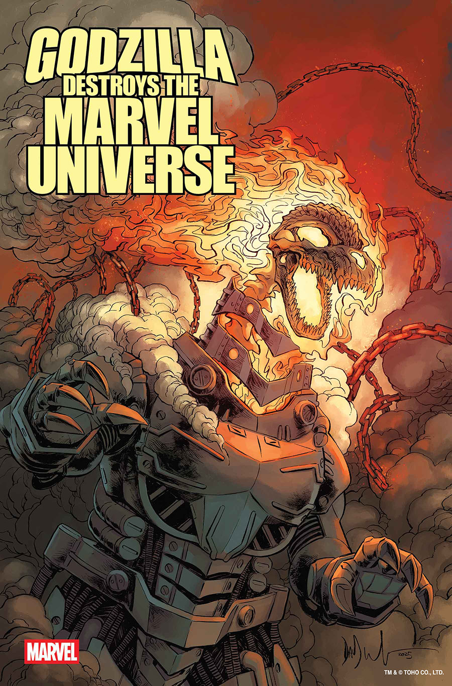 Godzilla Destroys The Marvel Universe #2 Cover C Variant Dave Wachter Marvelized Ghost-Rider-Zilla Cover