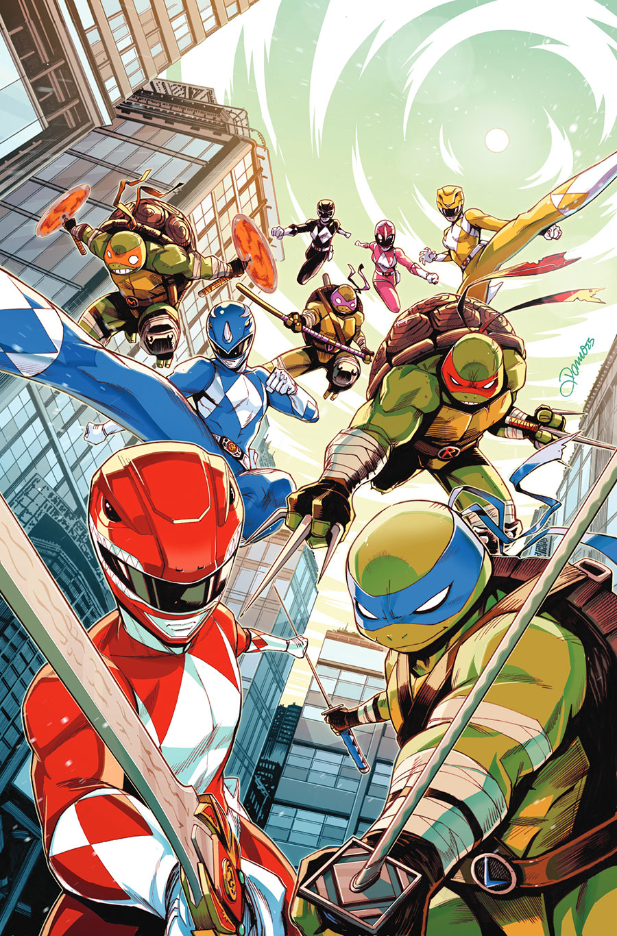 Mighty Morphin Power Rangers Teenage Mutant Ninja Turtles III #1 Cover E Variant Alessio Zonno Foil Virgin Cover