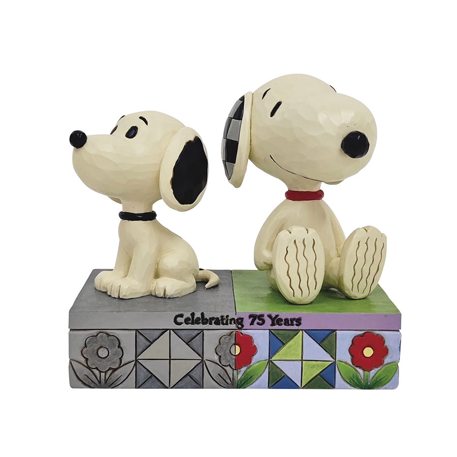 PEANUTS 75TH ANN 1950 SNOOPY & CURRENT SNOOPY STATUE (