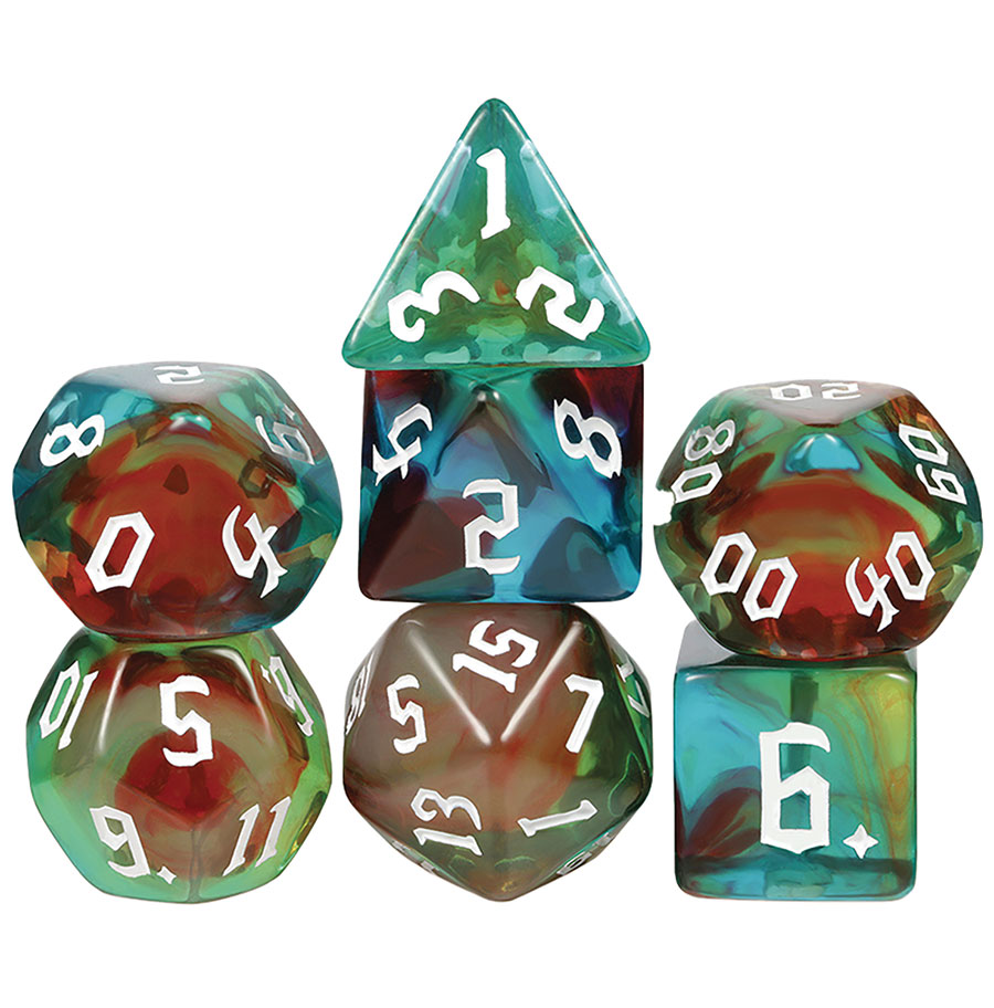 ACRYLIC DICE PSYCHEDELIC 7PC SET (C: 1-1-2)