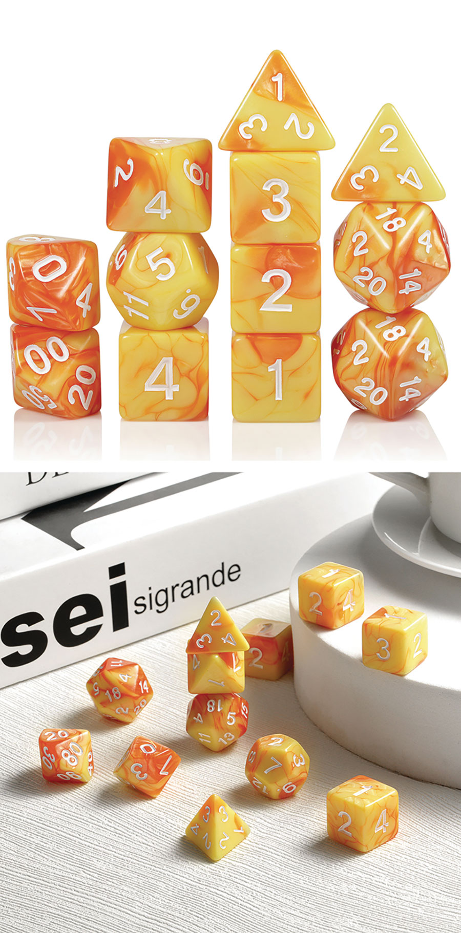 ACRYLIC DICE SOLAR FLARE 12PC SET (C: 1-1-2)