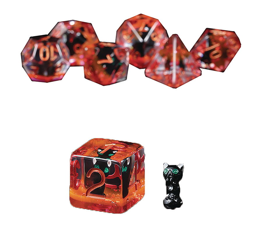 RESIN DICE BLACK CAT 7PC SET (C: 1-1-2)