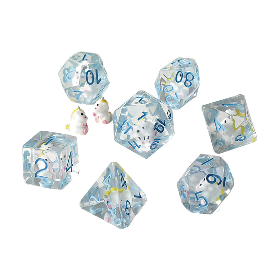 RESIN DICE UNICORN 7PC DICE SET (C: 1-1-2)