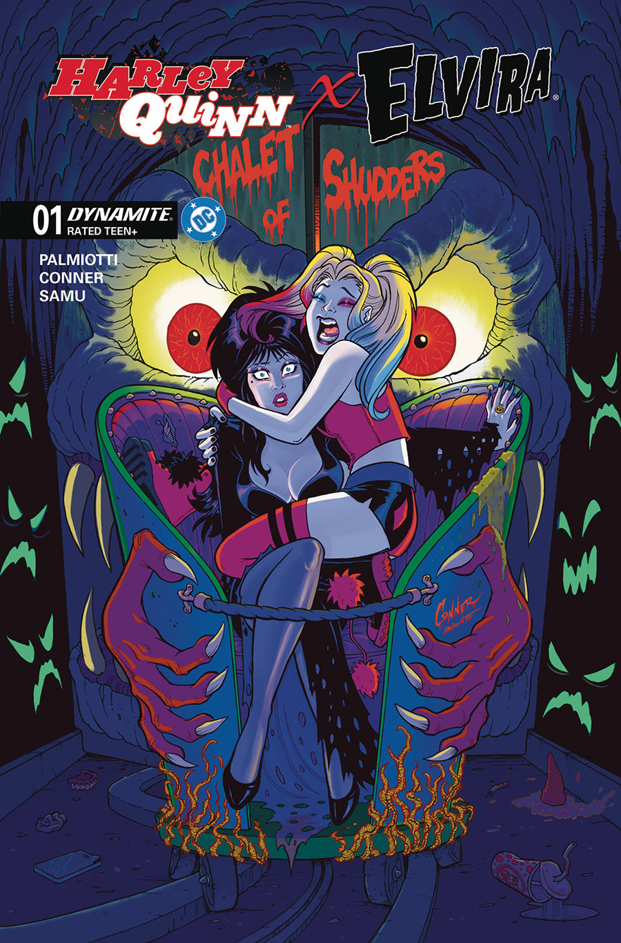 Harley Quinn x Elvira #1 Cover P Incentive Amanda Conner 2 Foil Cover