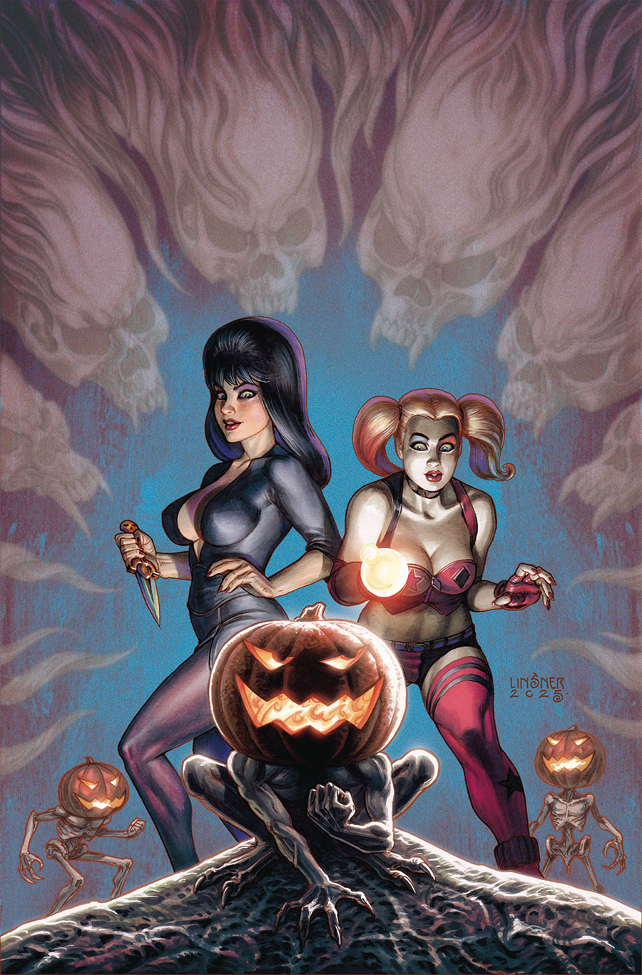 Harley Quinn x Elvira #1 Cover T Incentive Joseph Michael Linsner Virgin Cover