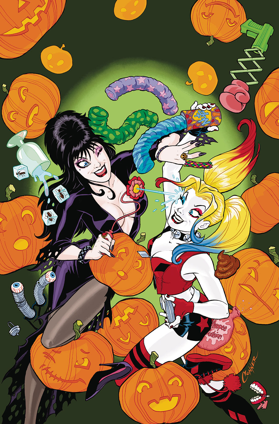Harley Quinn x Elvira #1 Cover G Variant Amanda Conner 1 Foil Virgin Cover